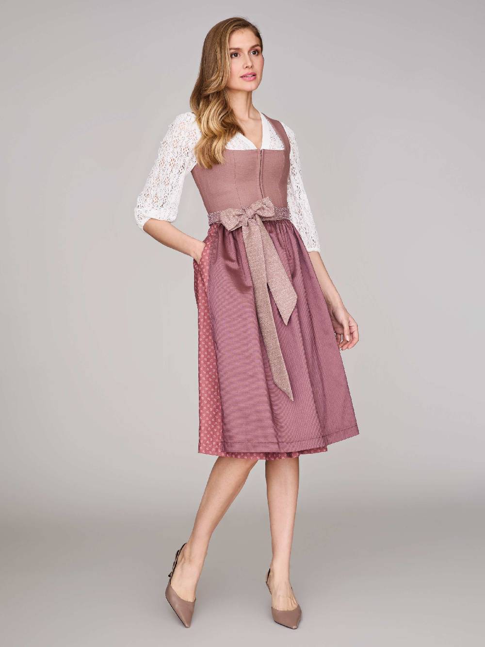 Limberry Rosa-farbenes Dirndl mit Leinen-Mieder - ADA DUSTY ROSEWOOD Zeitbegrenzte Promotion
