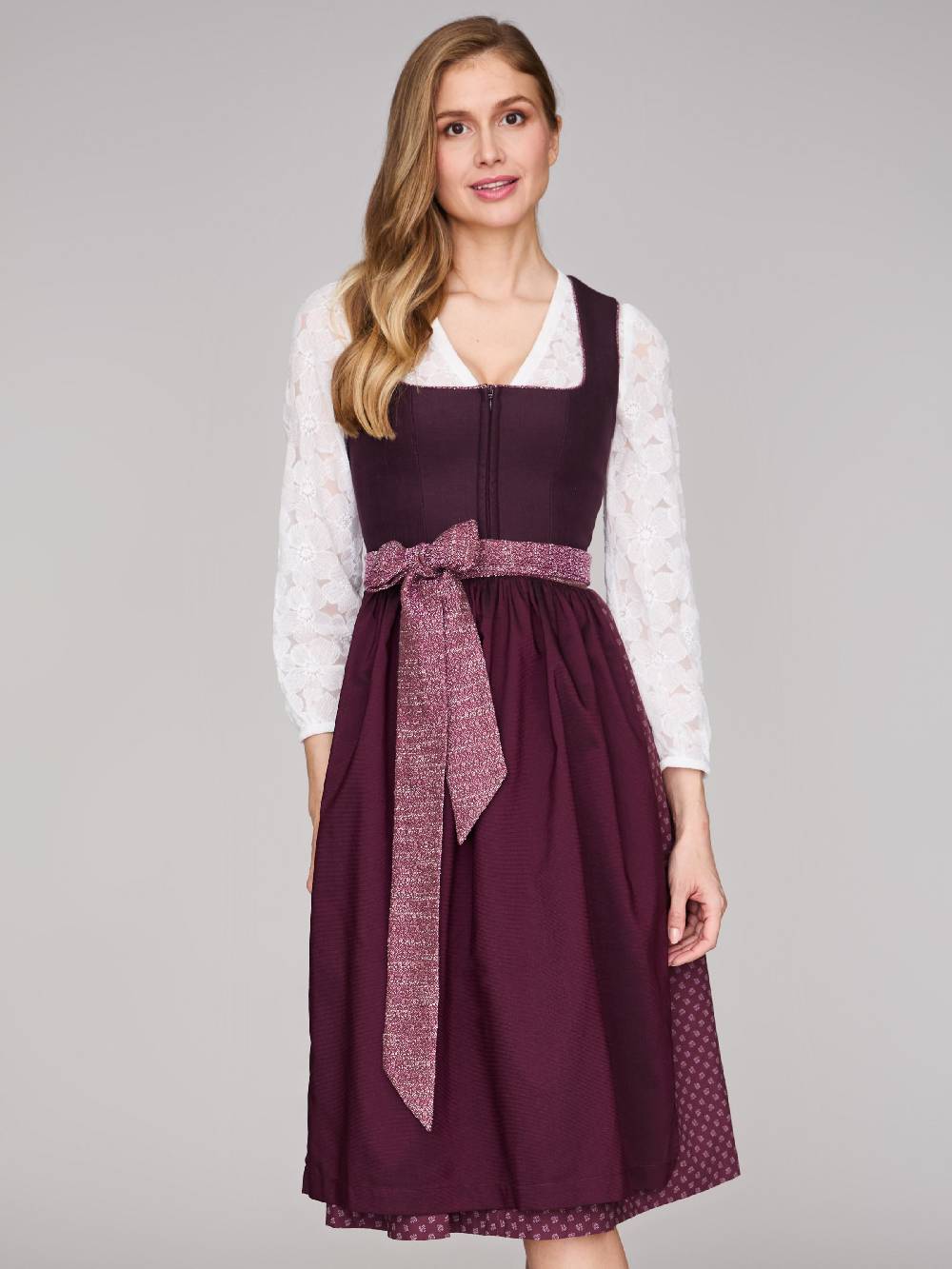 Limberry Beeren-farbenes Dirndl mit Leinen-Mieder - ADA FIG Bis zu 50% Rabatt