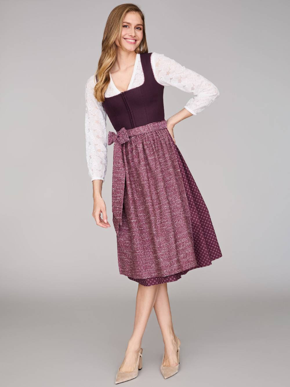 Limberry Beeren-farbenes Dirndl mit Leinen-Mieder - ADA FIG Bis zu 50% Rabatt