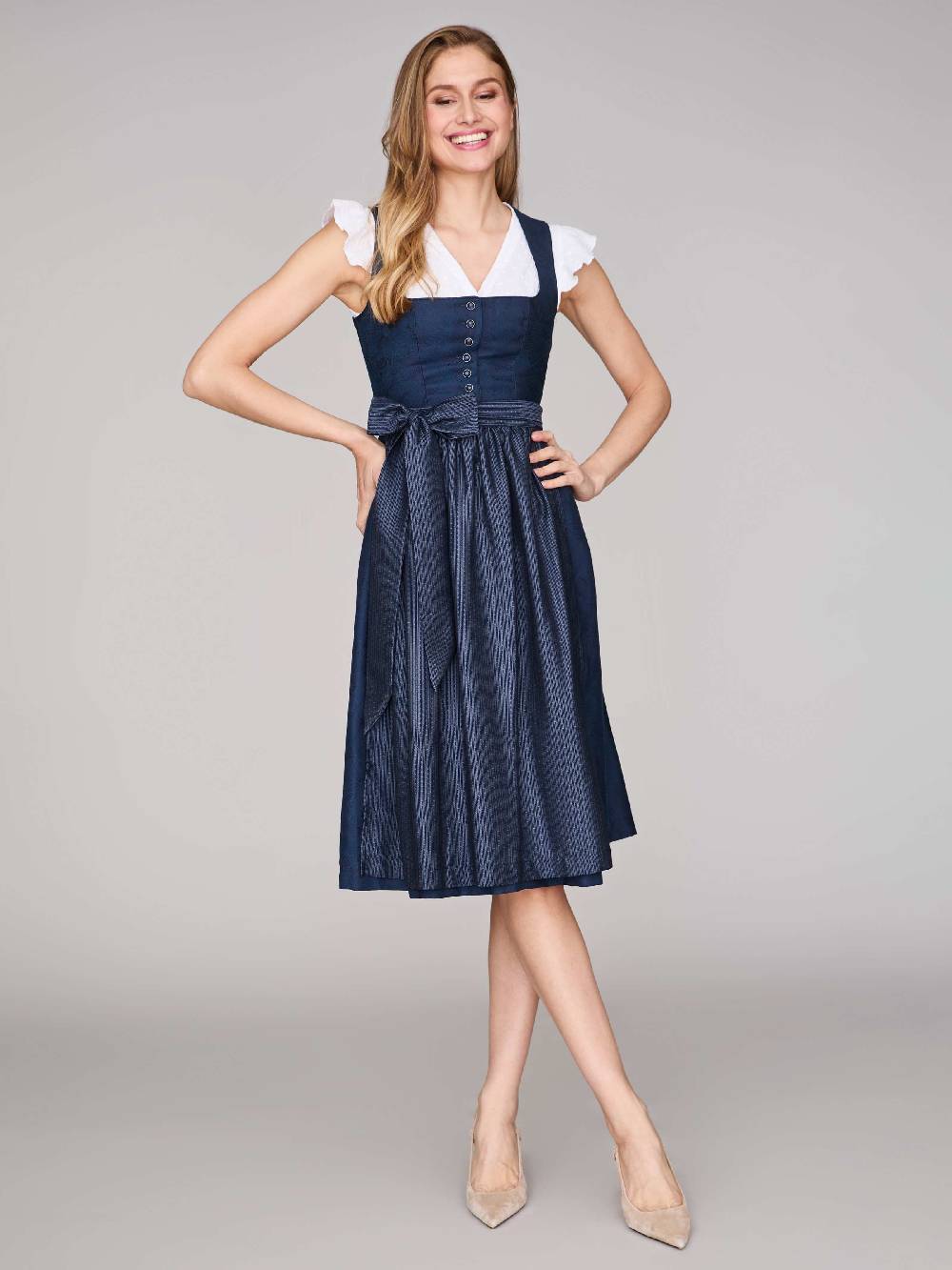 Limberry Mitternachtsblaues Dirndl mit Knöpfen - FELICITY SEA STORM Nur für heute