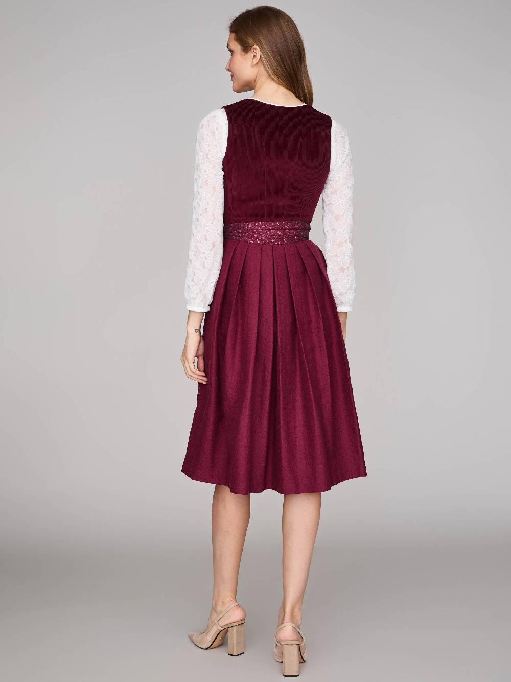 Limberry Burgunderrotes Dirndl mit Cord-Mieder - TIA VINTAGE BURGUNDY Bis zu 55% Rabatt