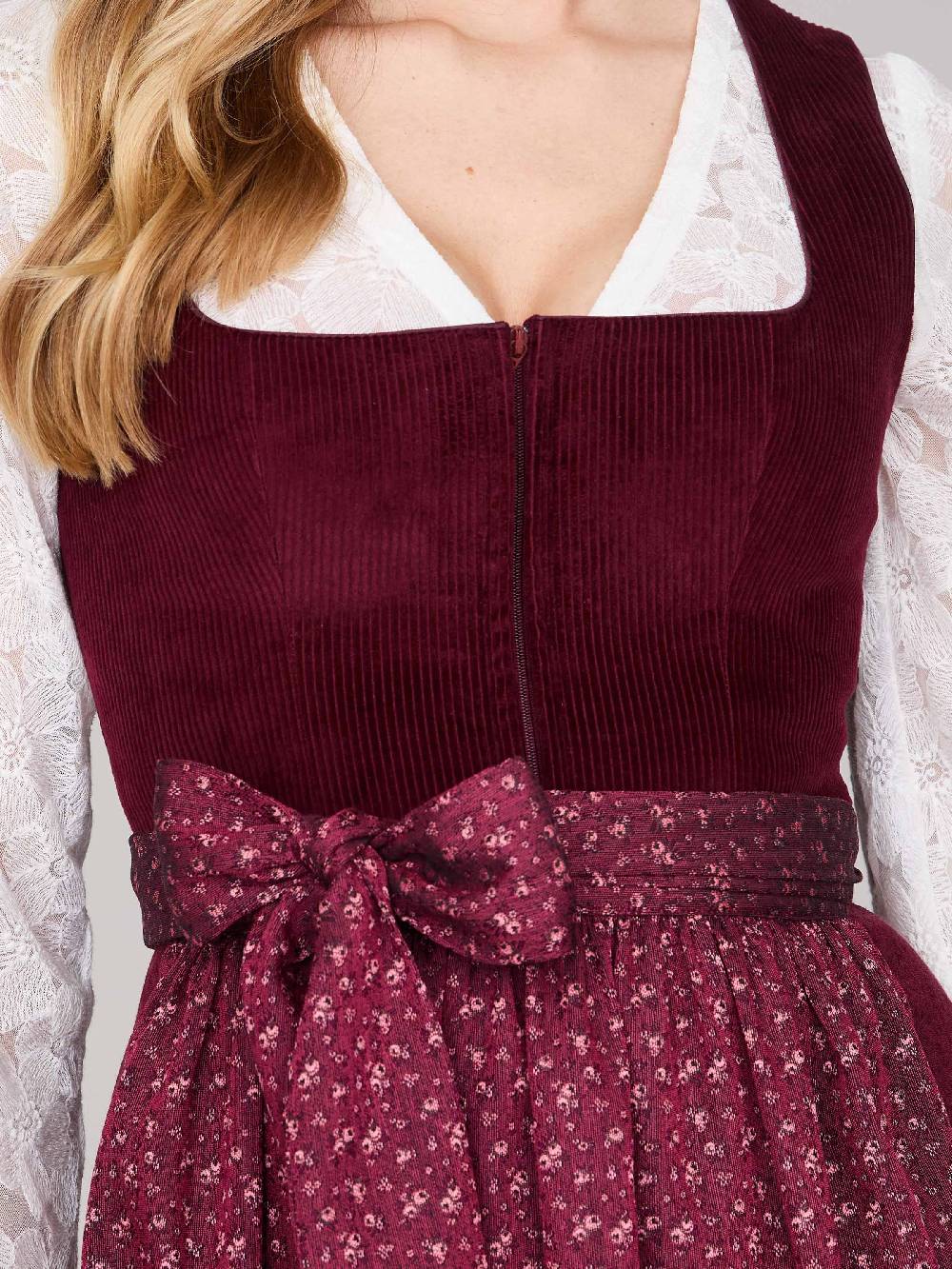 Limberry Burgunderrotes Dirndl mit Cord-Mieder - TIA VINTAGE BURGUNDY Bis zu 55% Rabatt