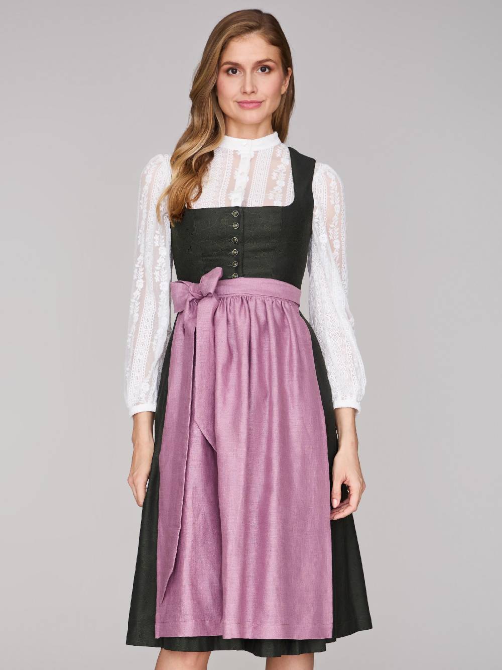 Limberry Grünes Dirndl mit Knöpfen - FELICITY PINE FLOWER Riesige Rabatte