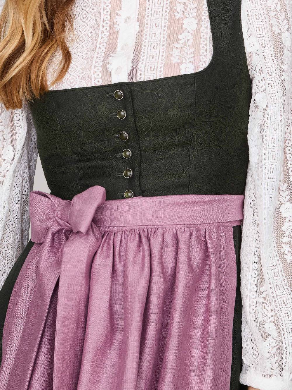 Limberry Grünes Dirndl mit Knöpfen - FELICITY PINE FLOWER Riesige Rabatte