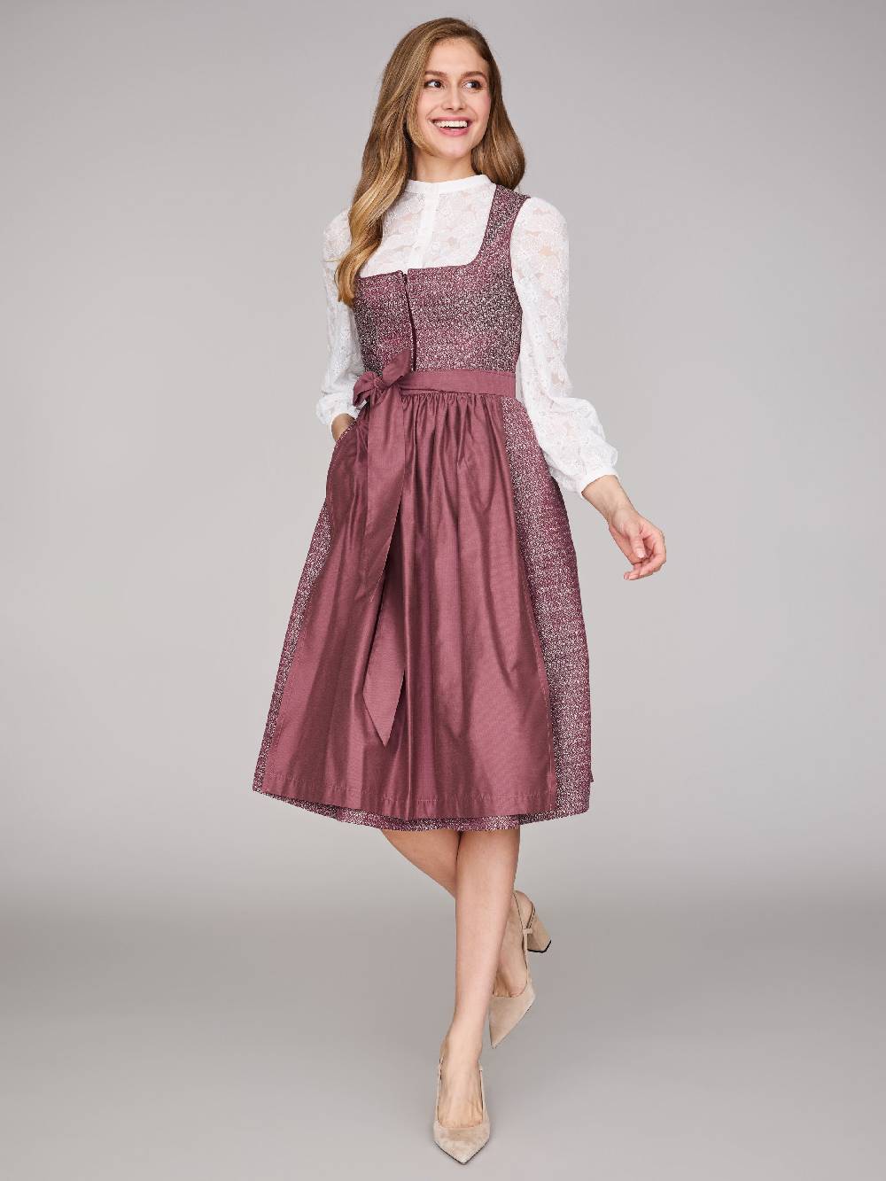 Limberry Rubinrotes Dirndl mit floralem Muster - ORLA POMEGRANATE 50% Rabatt mit kostenlosem Versand
