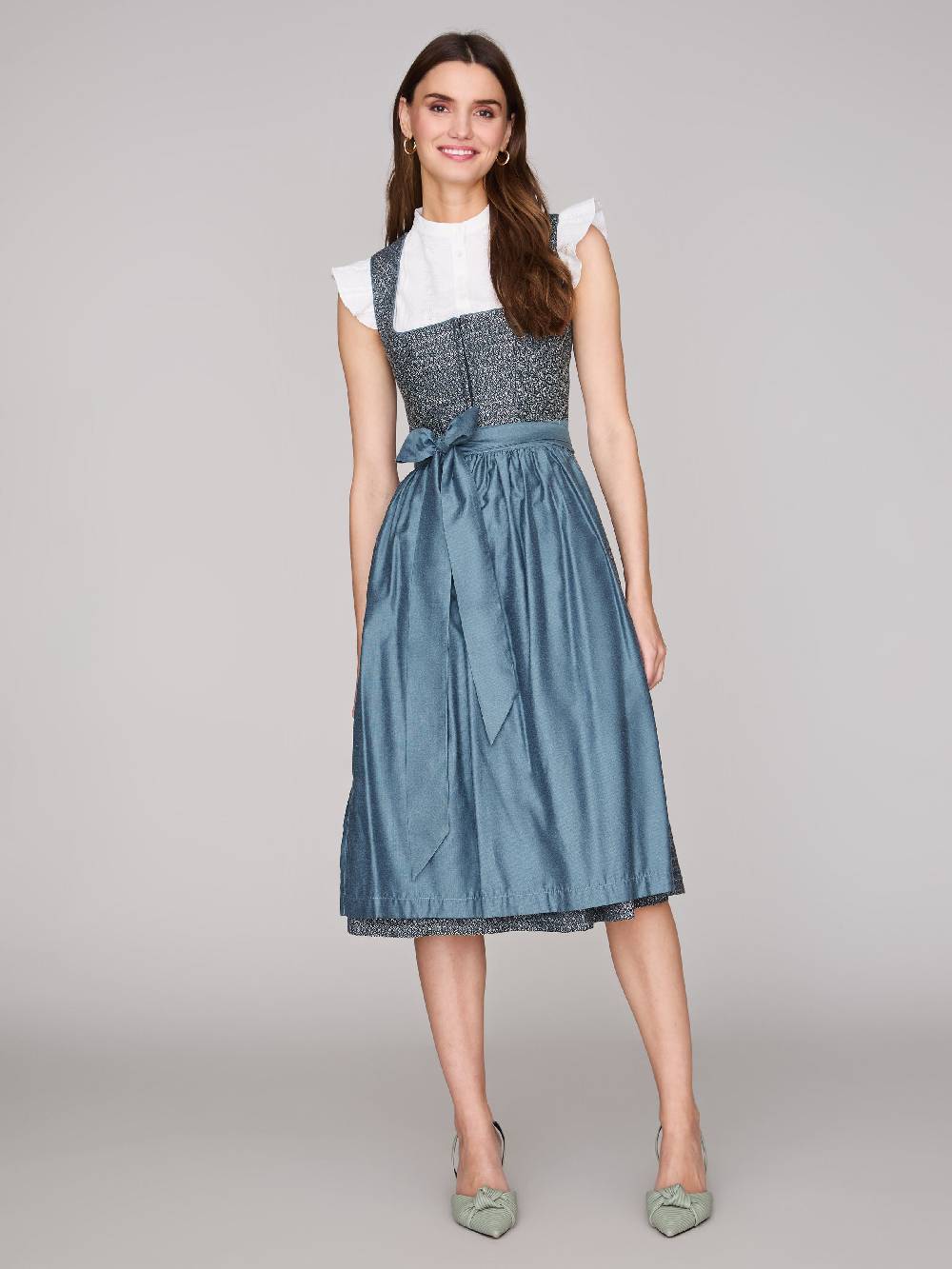Limberry Dunkelblaues Dirndl mit floralem Muster - ORLA STORMY SKY Kostenloser Versand international