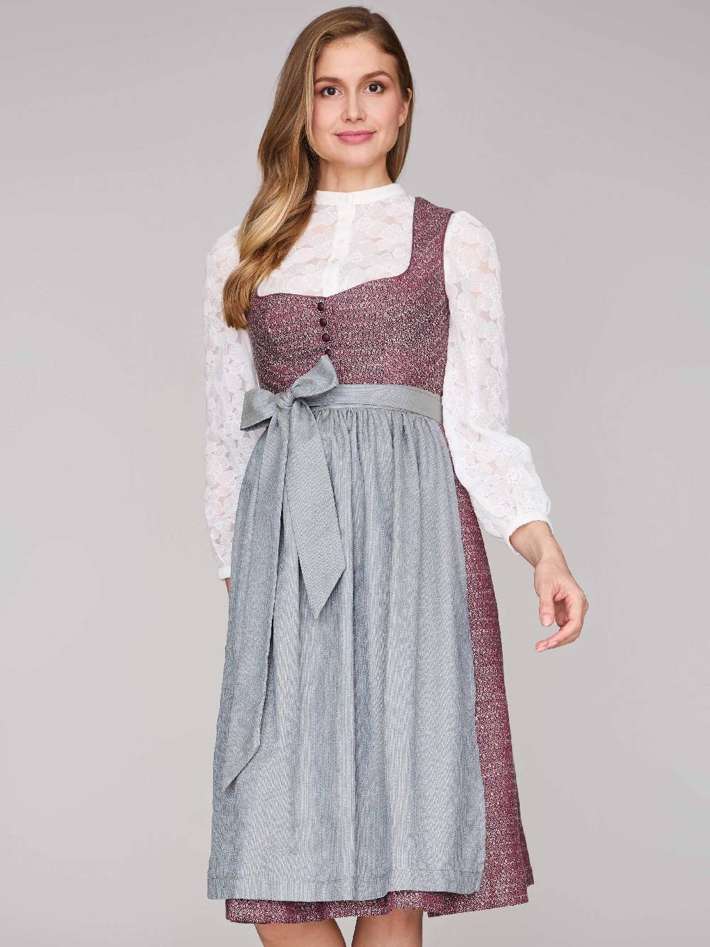 Limberry Rubinrotes Dirndl mit Knöpfen - JOSIE POMEGRANATE Fabrikladen