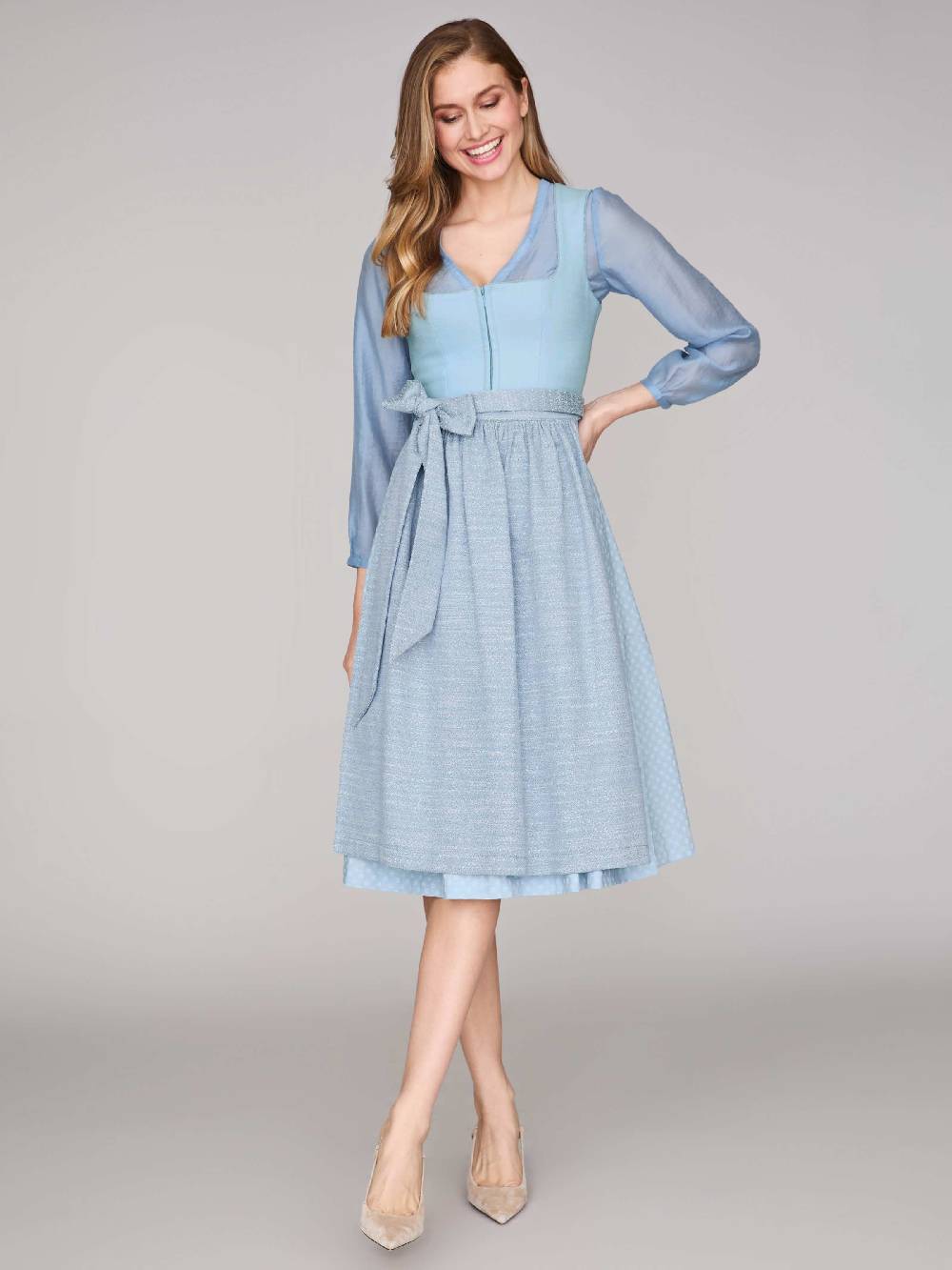 Limberry Hellblaues Dirndl mit Leinen-Mieder - ADA COOL BLUE Speichern exportieren