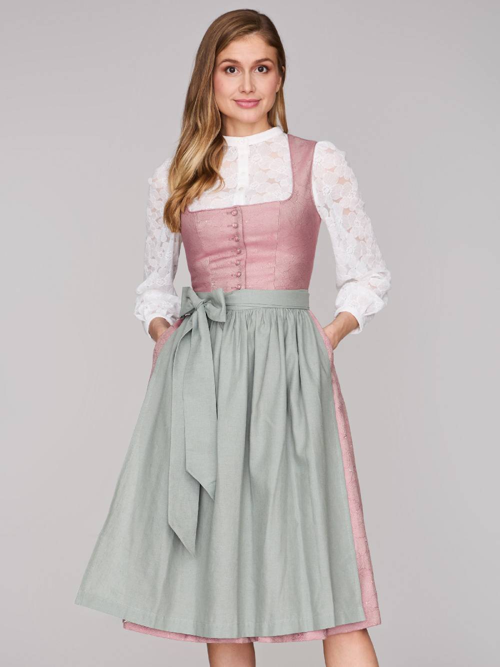 Limberry Rosa-farbenes Dirndl mit Knöpfen - FELICITY ASH ROSE zollfrei