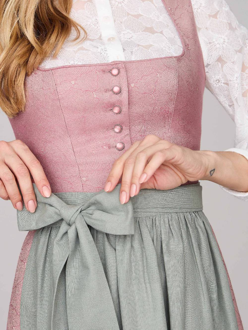 Limberry Rosa-farbenes Dirndl mit Knöpfen - FELICITY ASH ROSE zollfrei