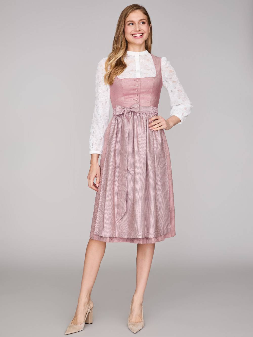 Limberry Rosa-farbenes Dirndl mit Knöpfen - FELICITY ASH ROSE zollfrei