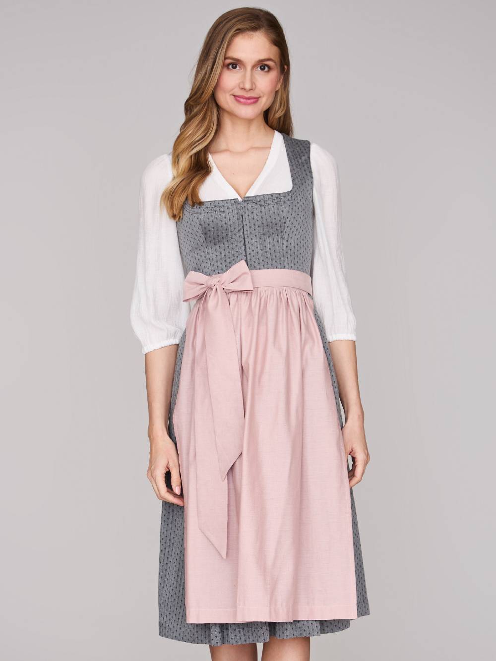 Limberry Graues Dirndl mit Streublumenmuster - VERA FROST GRAY Rabatte dieses Monats