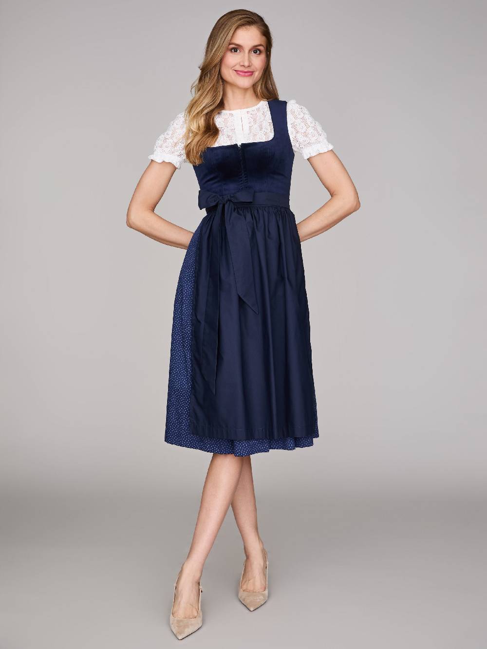 Limberry Dunkelblaues Dirndl mit Samt-Mieder - CLARISSA PAGEANT BLUE Auslauf