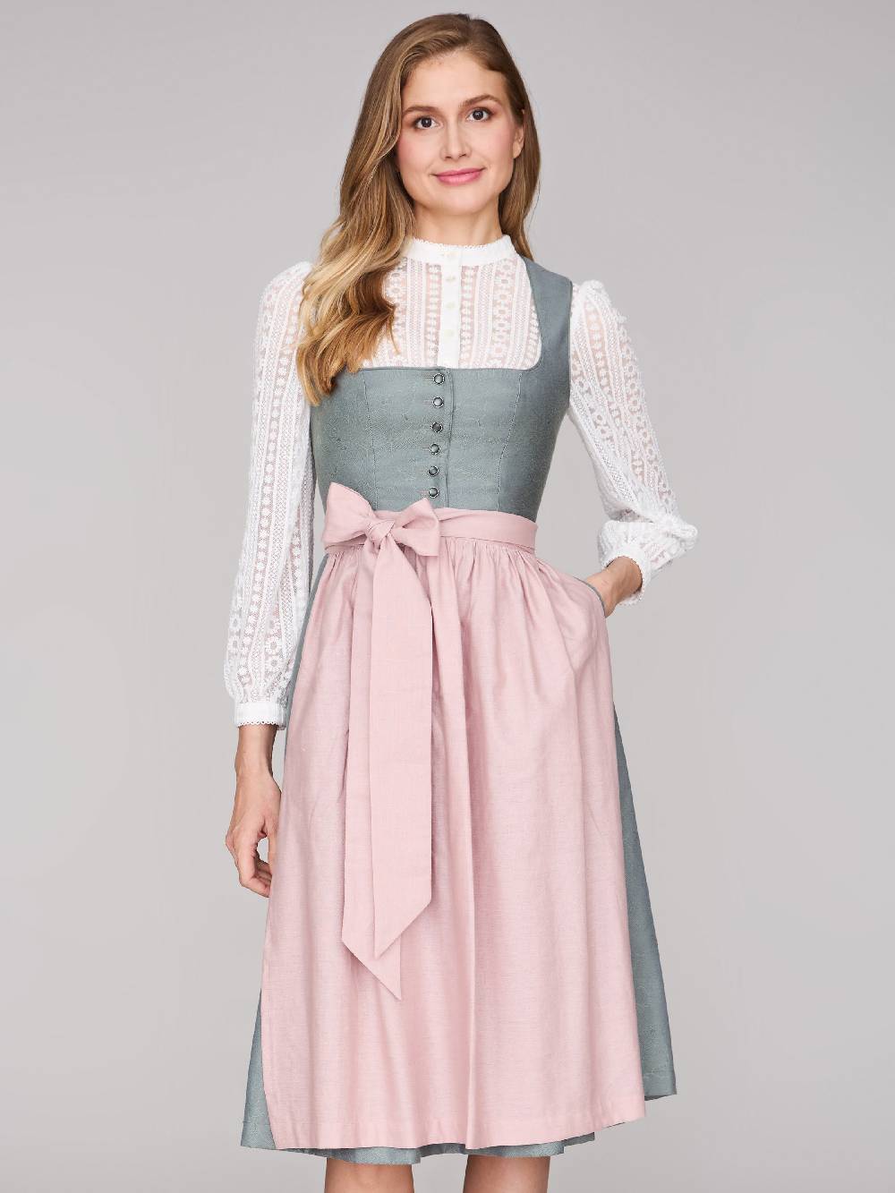 Limberry Salbeigrünes Dirndl mit Knöpfen - FELICITY AGAVE GREEN Schlussverkauf