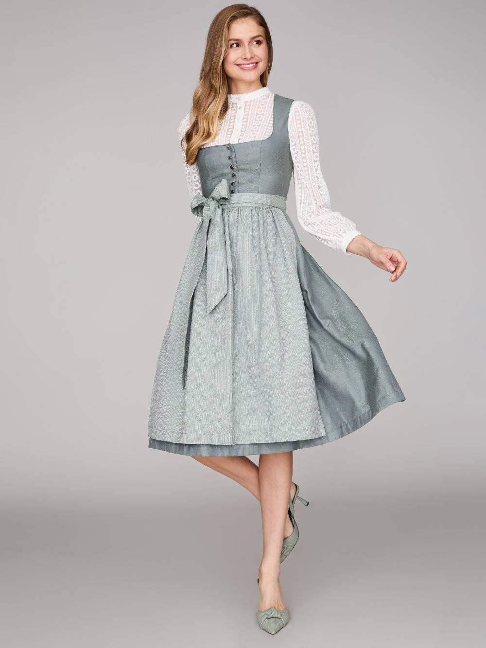 Limberry Salbeigrünes Dirndl mit Knöpfen - FELICITY AGAVE GREEN Schlussverkauf