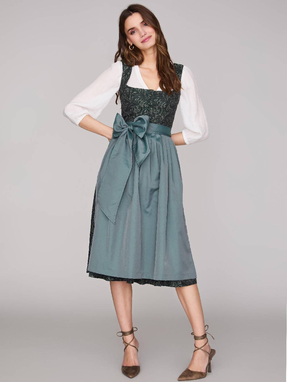 Limberry Gemustertes dunkelgrünes Dirndl - HEDI VINTAGE GARDEN Fabrik Onlineshop