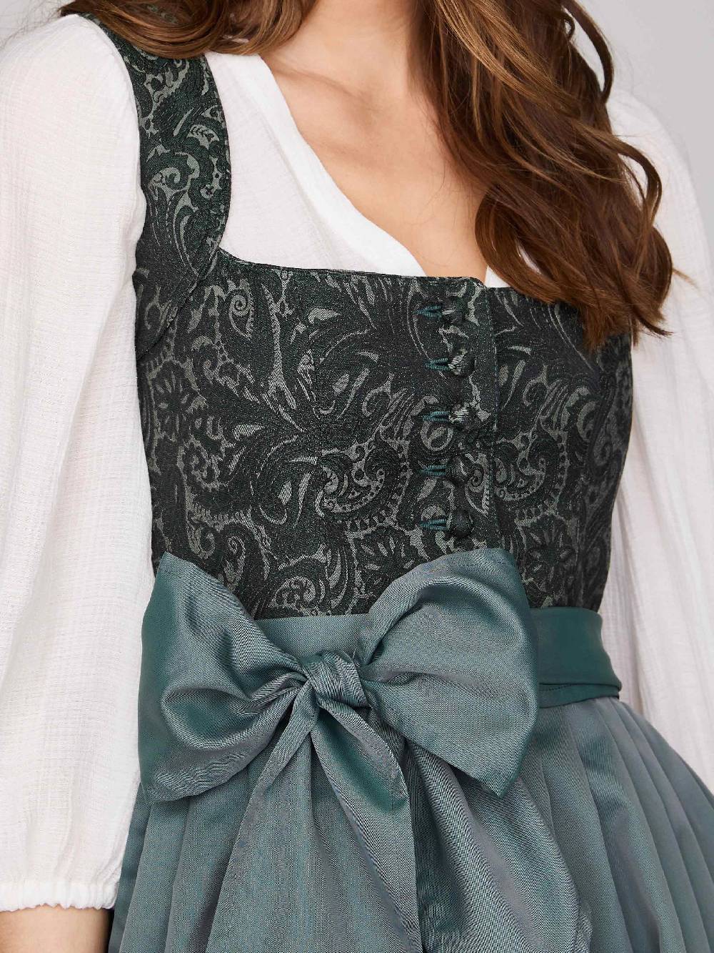 Limberry Gemustertes dunkelgrünes Dirndl - HEDI VINTAGE GARDEN Fabrik Onlineshop