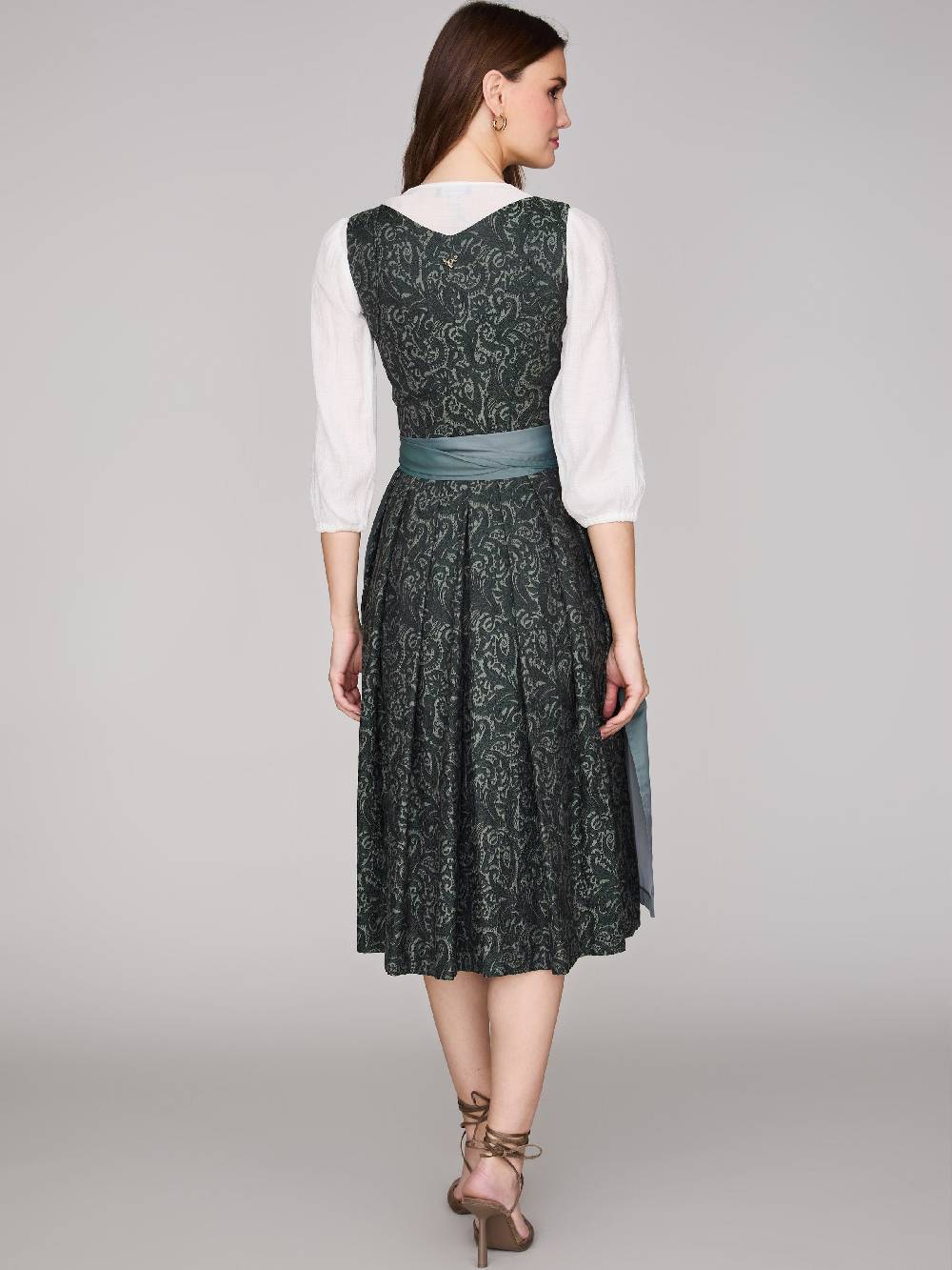 Limberry Gemustertes dunkelgrünes Dirndl - HEDI VINTAGE GARDEN Fabrik Onlineshop