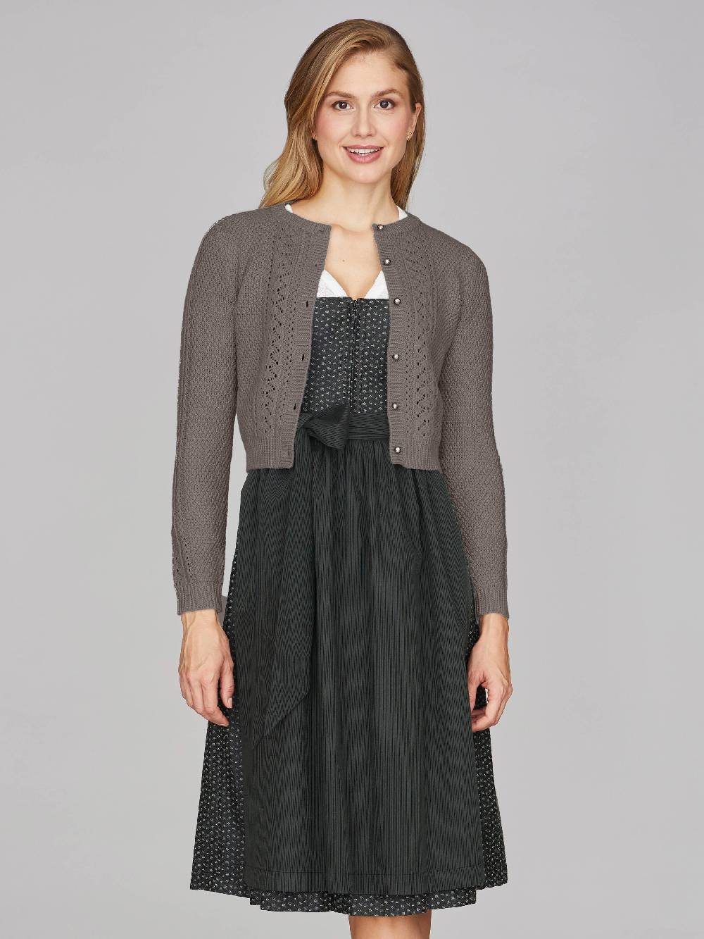 Limberry Grau-Braun melierte Strickjacke - EVI Fabrikpreis