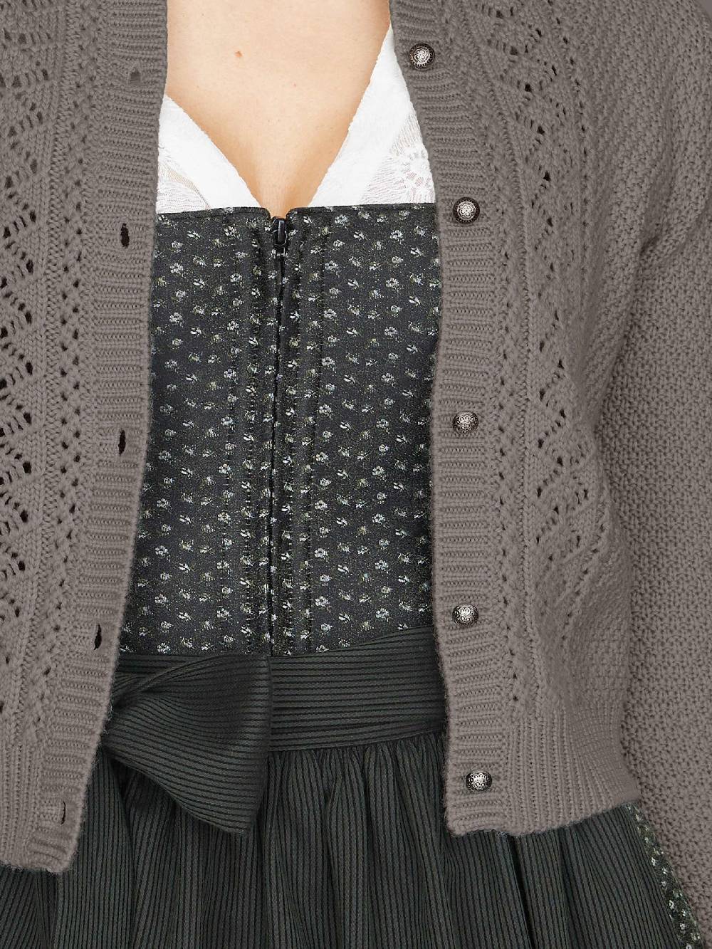 Limberry Grau-Braun melierte Strickjacke - EVI Fabrikpreis