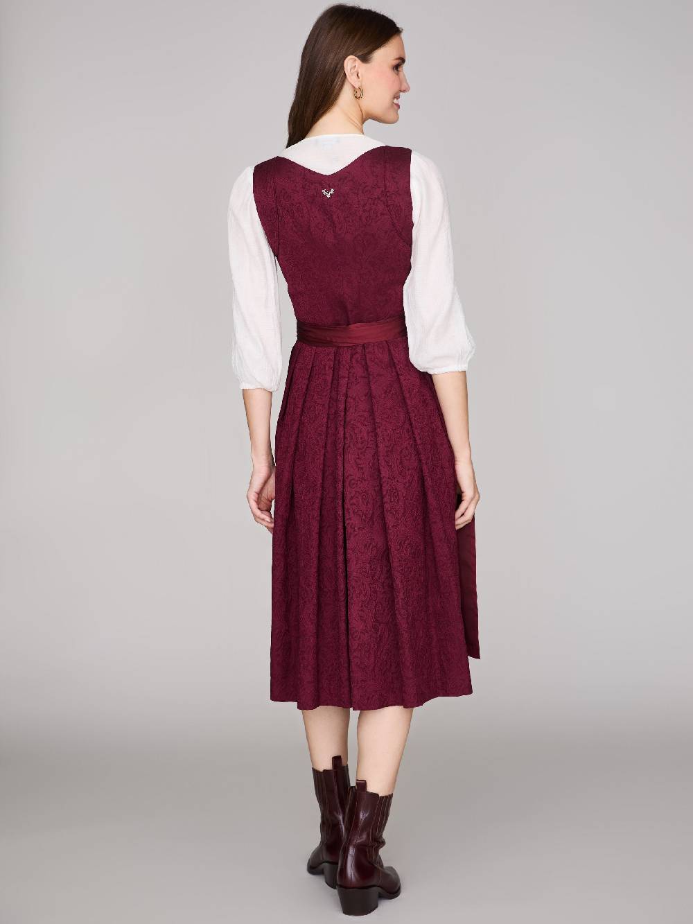 Limberry Gemustertes weinrotes Dirndl - HEDI VINTAGE WINE Sonderangebot