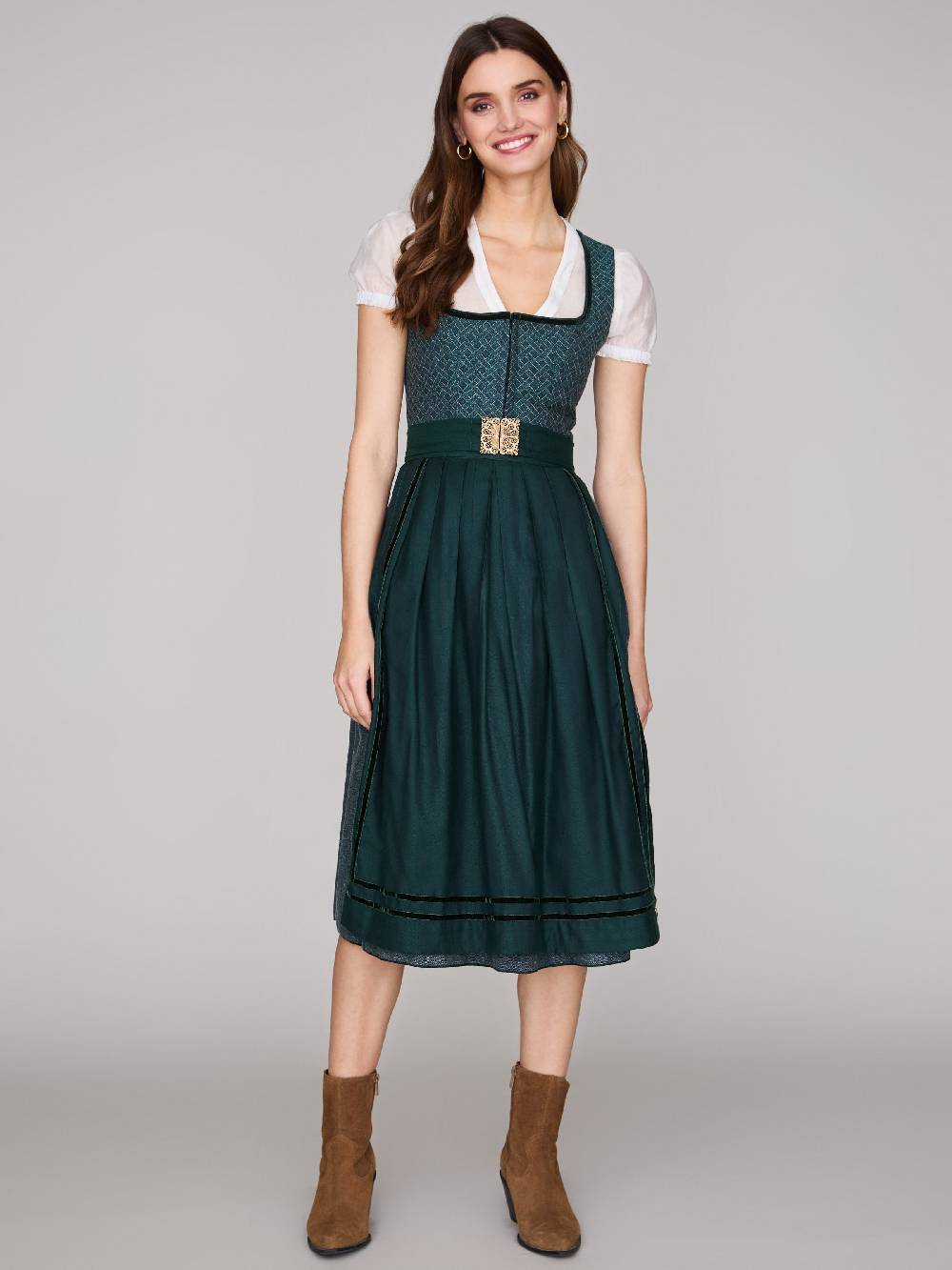 Limberry Gemustertes Dirndl in Petrol - REGINA Rabatt