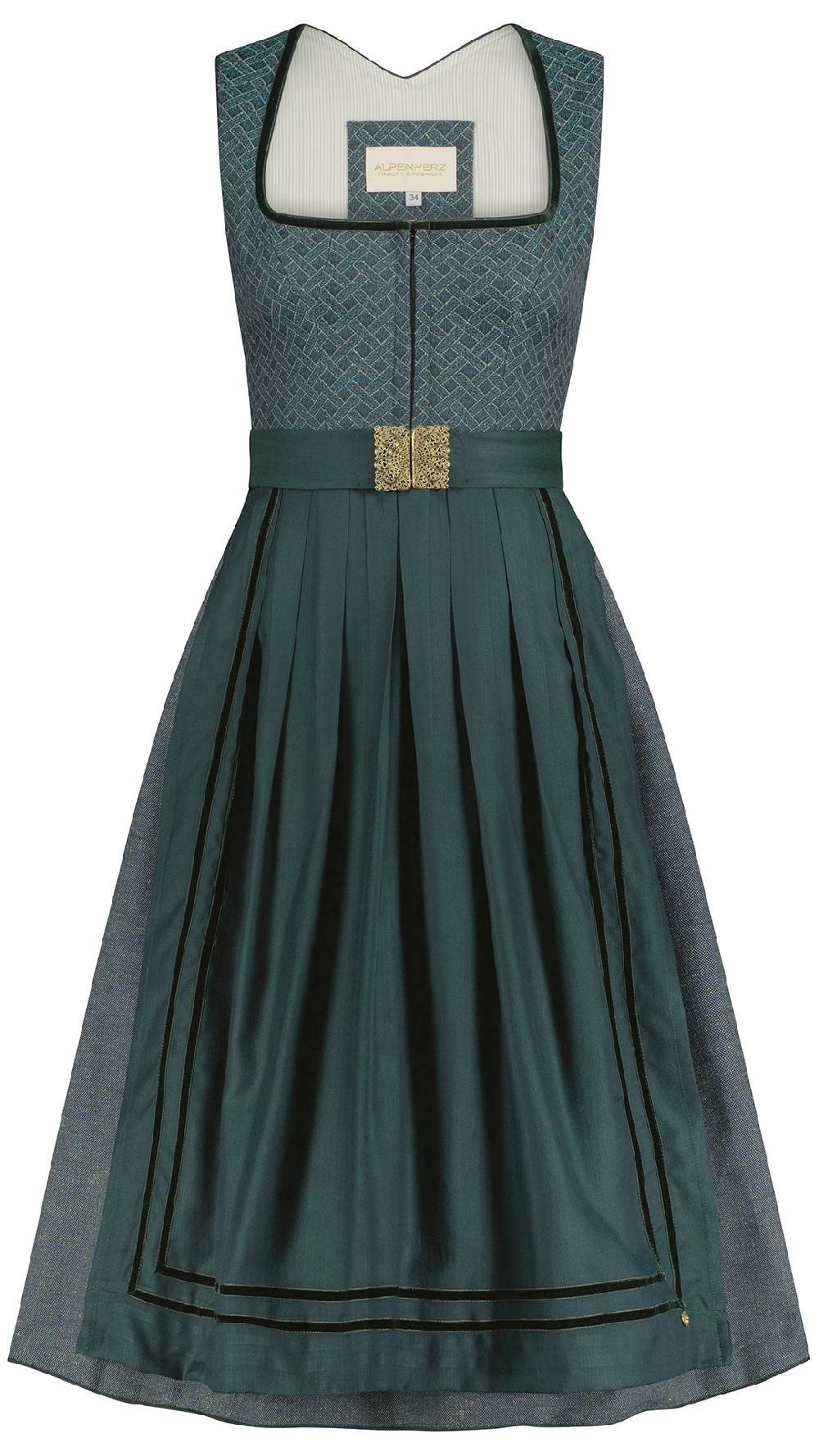 Limberry Gemustertes Dirndl in Petrol - REGINA Rabatt