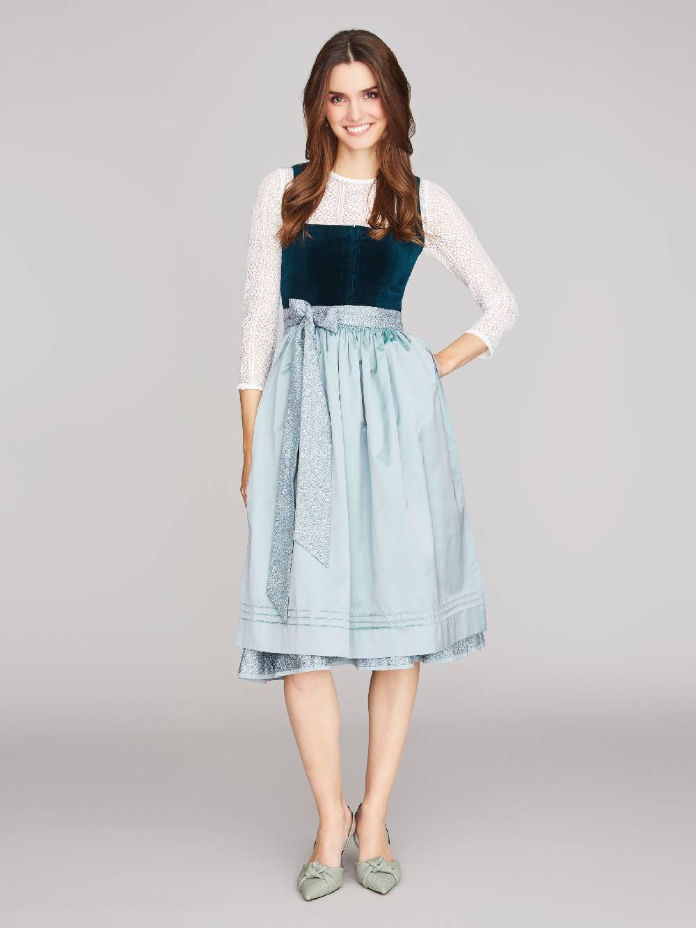 Limberry Mintfarbenes Dirndl mit Samt-Mieder - MIMI Günstig kaufen