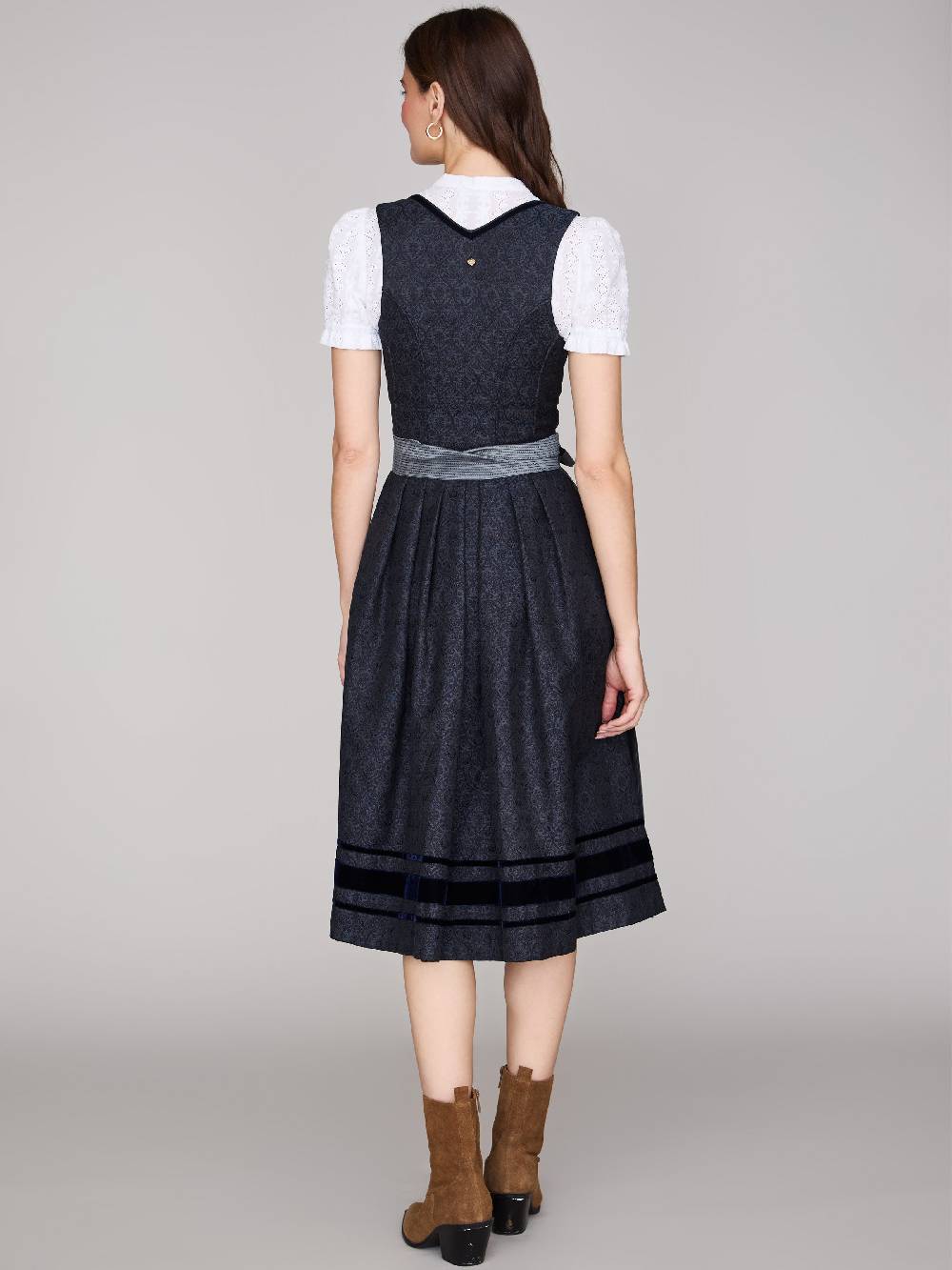 Limberry Dunkelblaues Dirndl mit Ornament-Muster - FRANZI Großer Ausverkauf