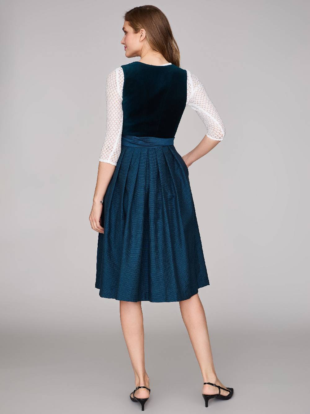 Limberry Petrolblaues Dirndl mit Samt-Mieder - ROMEE DARK TEAL Online Shopping