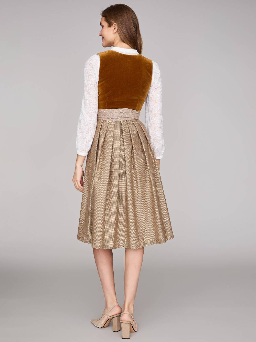 Limberry Karamell-farbenes Dirndl mit Samt-Mieder - ROMEE GOLDEN BROWN Preisnachlass