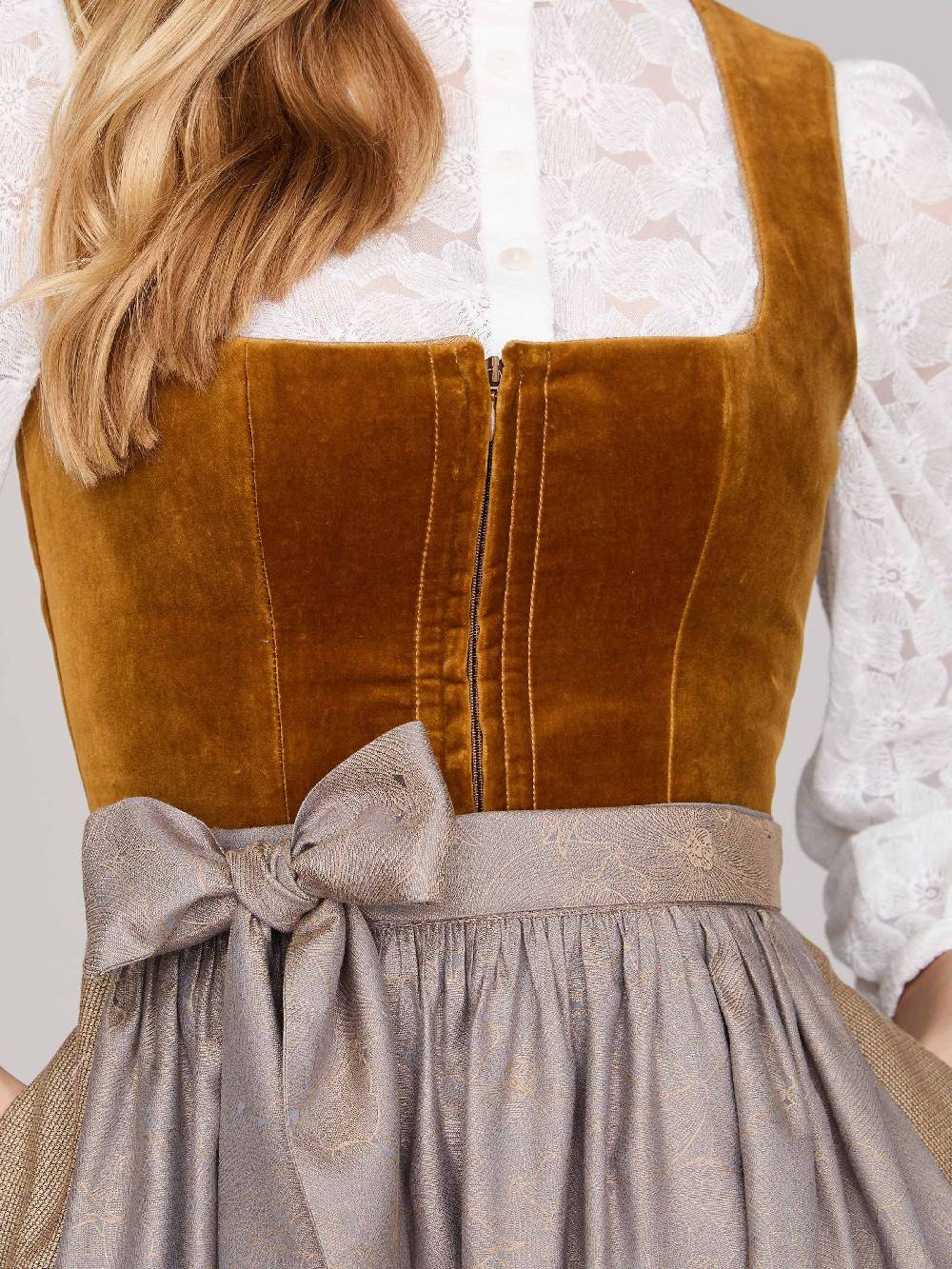 Limberry Karamell-farbenes Dirndl mit Samt-Mieder - ROMEE GOLDEN BROWN Preisnachlass