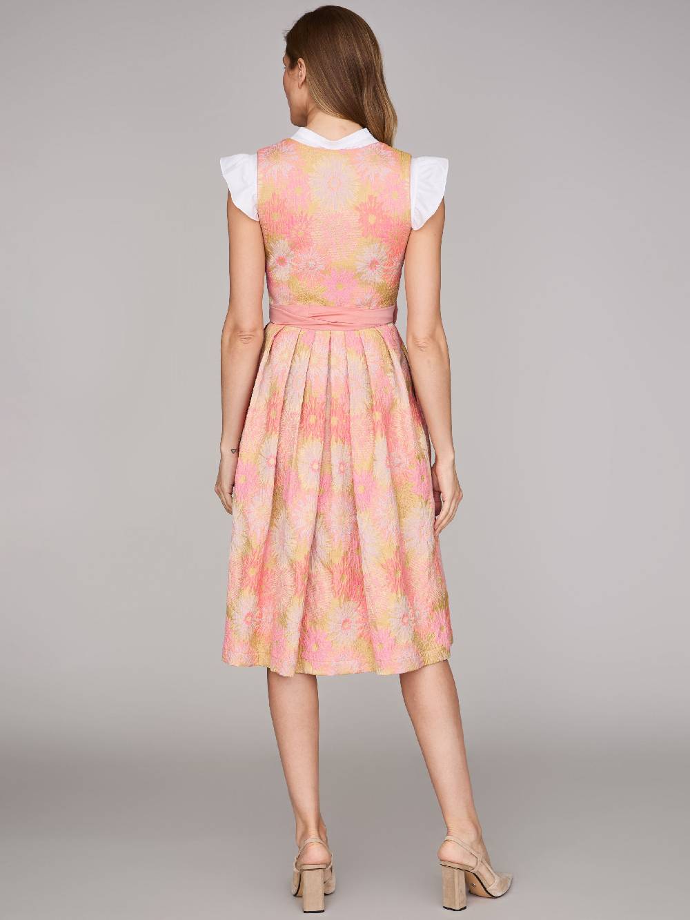 Limberry Rosa-farbenes Dirndl mit Blumenmuster - DAHLIA CORAL ALMOND Weihnachtsangebot