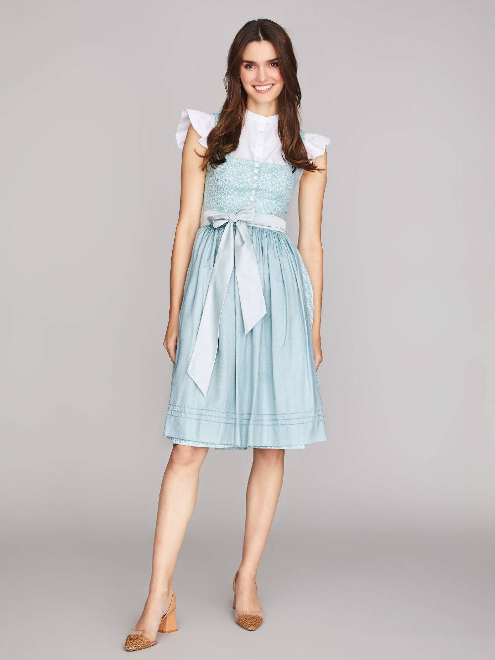 Limberry Türkis-farbenes Dirndl mit Blumenmuster - FIONA TÜRKIS Große Rabatte