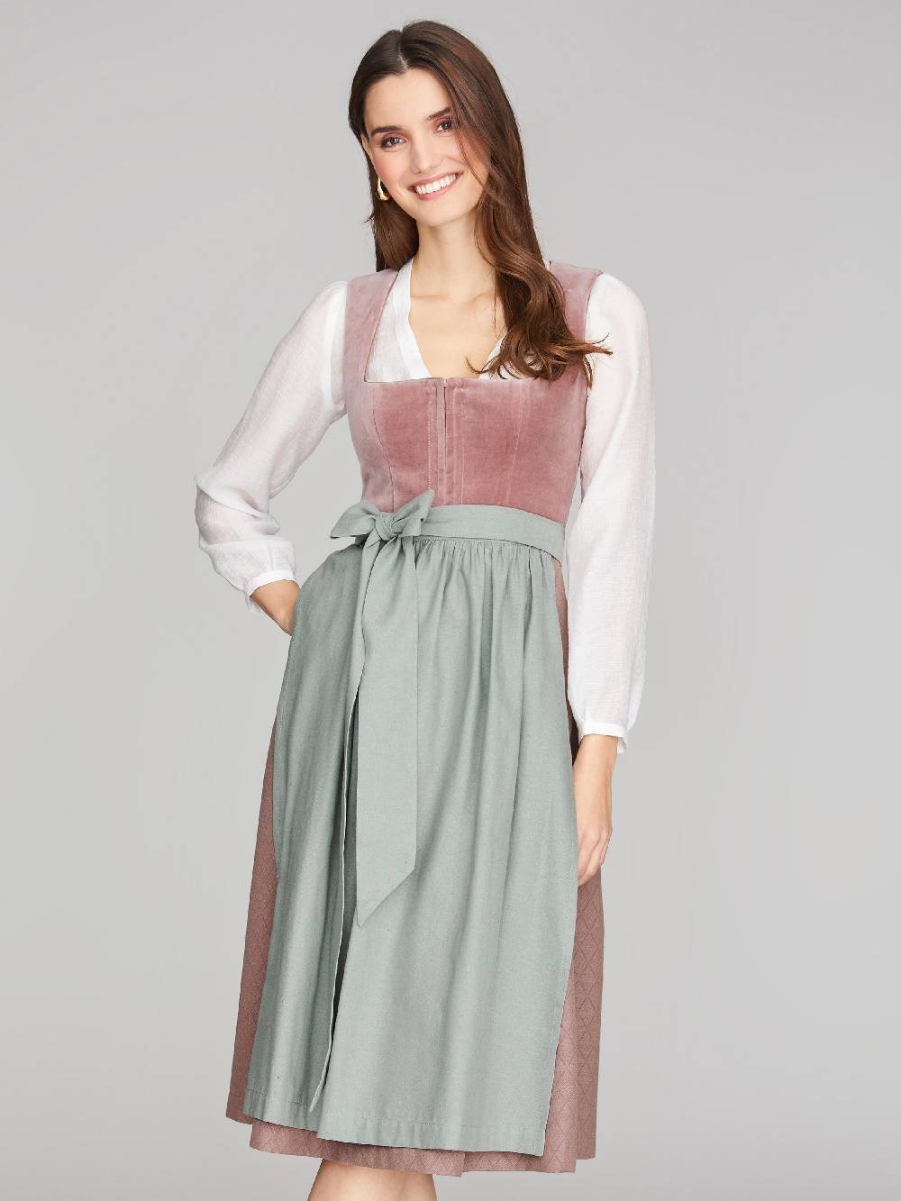 Limberry Rosa-farbenes Dirndl mit Samt-Mieder - DELILAH DUSTY ROSE Nur für heute