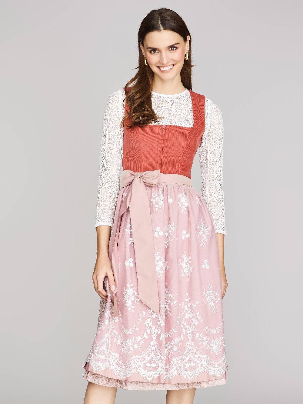 Limberry Coral-farbenes Dirndl mit Cord-Mieder - CAMILLE DUSTY ROSE Begrenzt auf 3 Tage