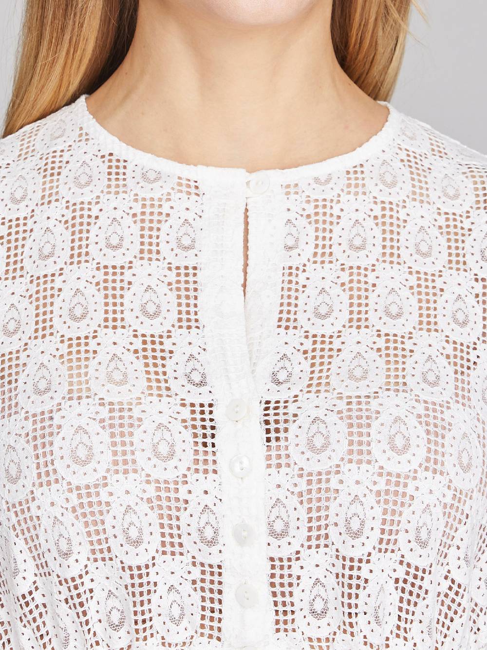Limberry Weiße Dirndlbluse mit kurzen Puffärmeln - FIORE Im Verkauf