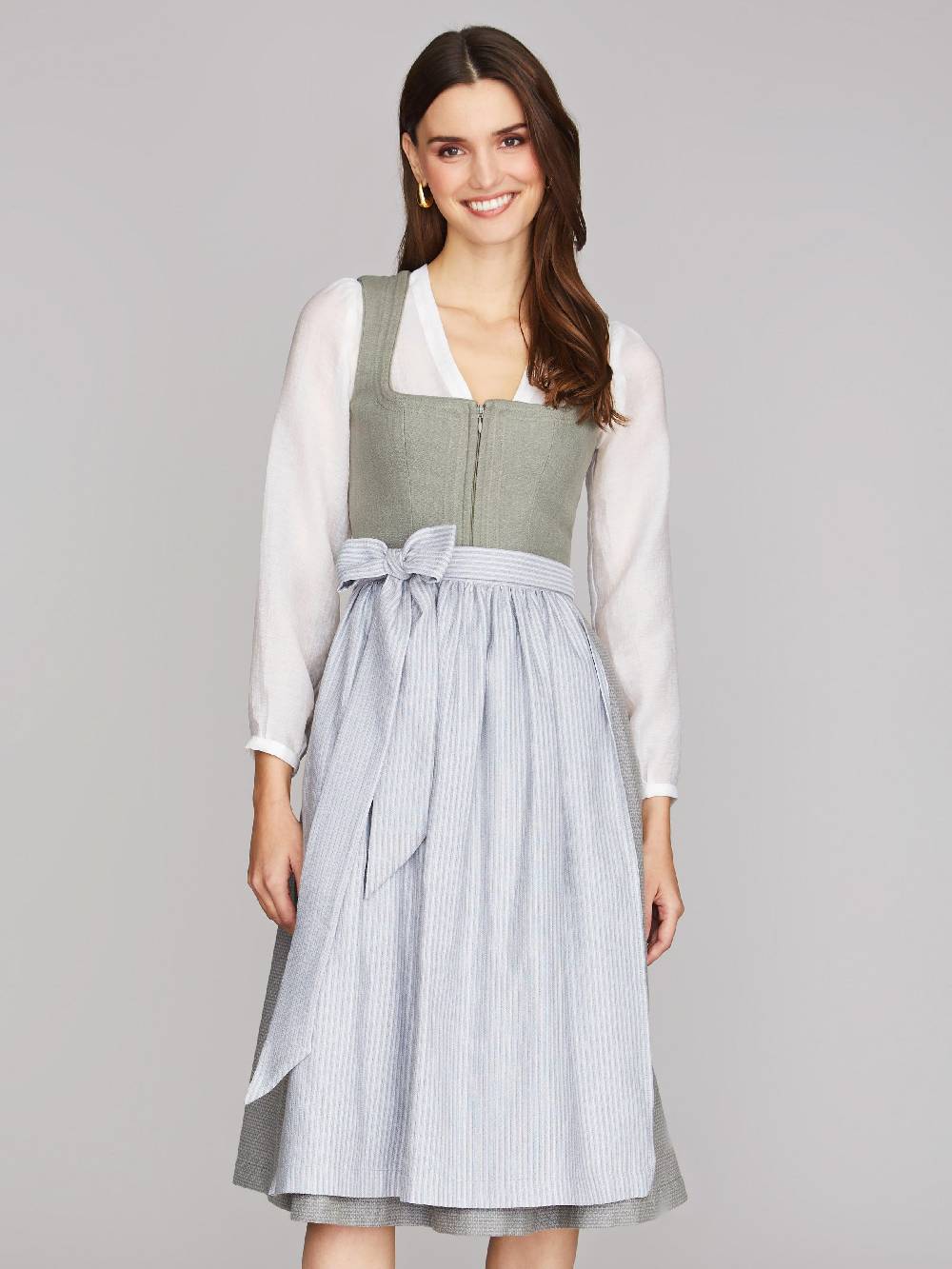 Limberry Grünes Dirndl aus Leinen - CLAIRE MISTY GREEN Verkauf
