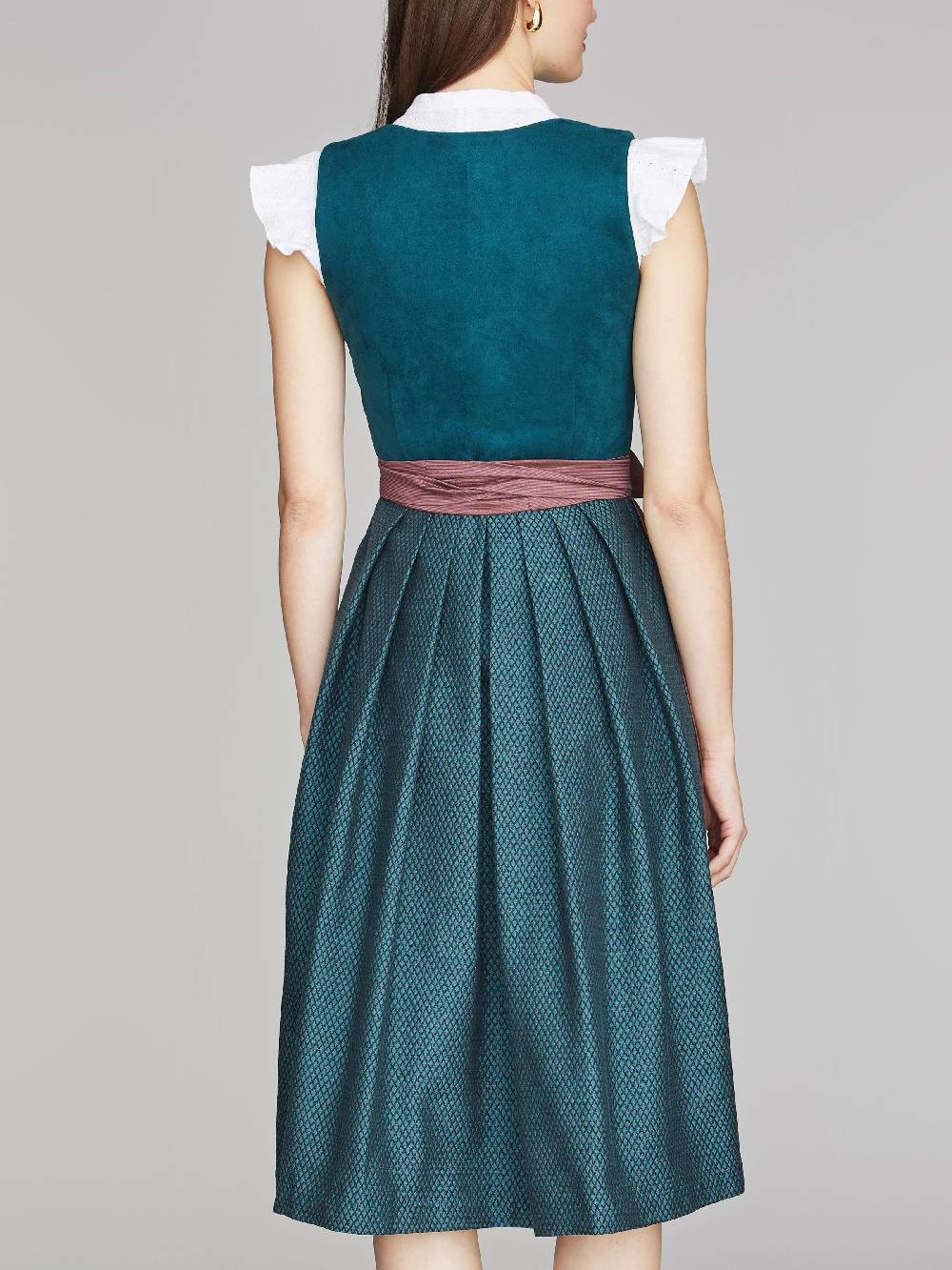Limberry Blau-Grünes Dirndl mit Velours-Mieder - JULIE DARK TEAL im Angebot