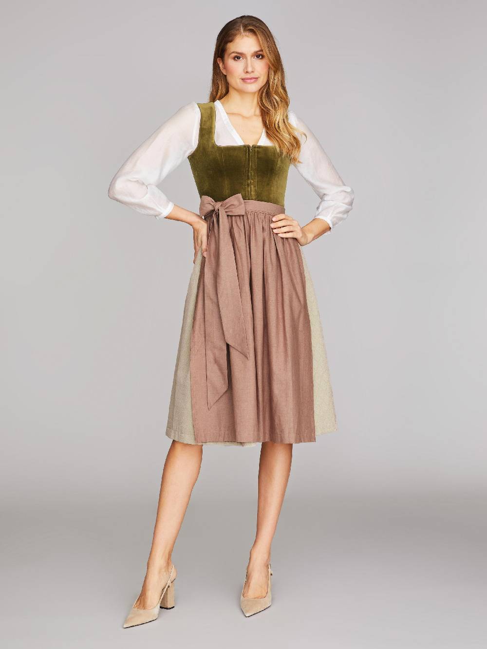 Limberry Olivgrünes Dirndl mit Samt-Mieder - DELILAH OLIVE Günstiger Verkauf