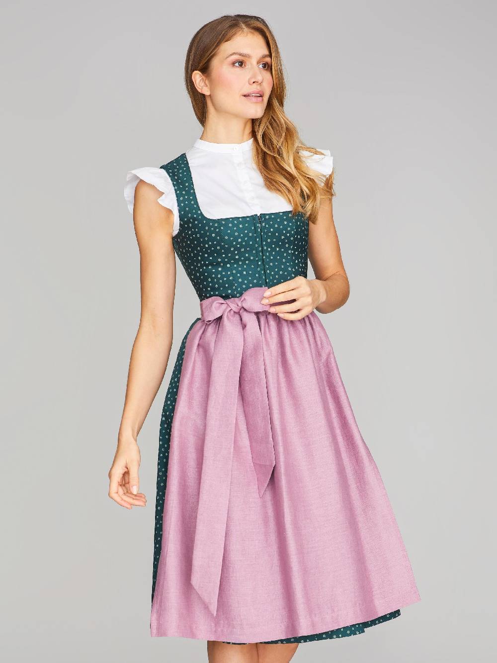 Limberry Grünes Waschdirndl mit Streublumen - OPHELIA EMERALD Fabrikverkauf