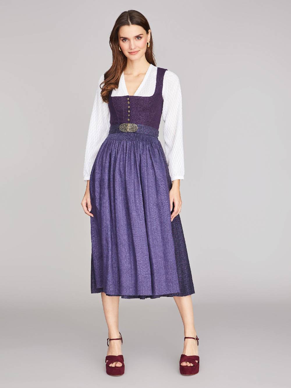 Limberry Brombeerfarbenes Dirndl aus Leinen - ANNABELLE BROMBEER Fabrikpreis