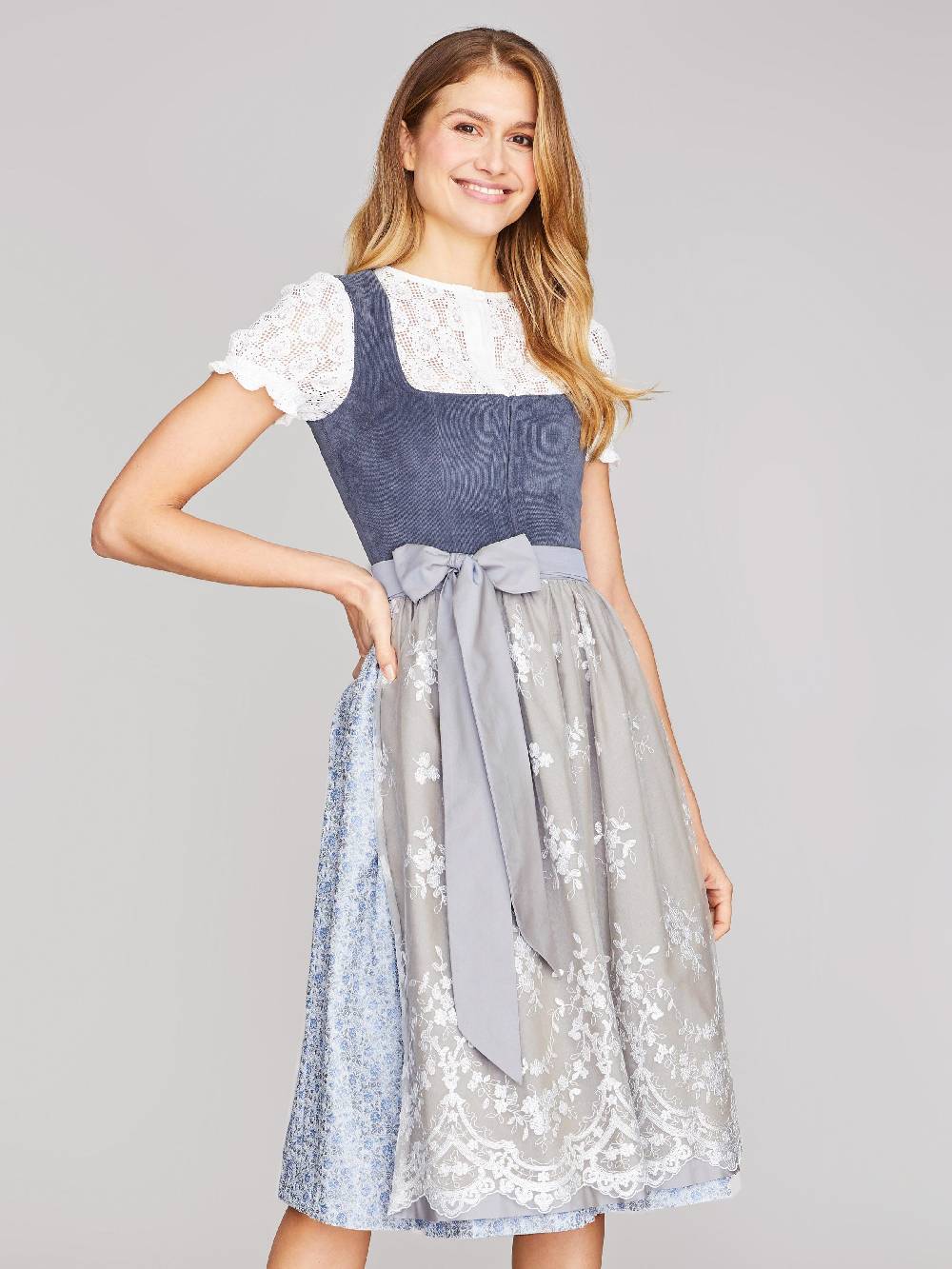 Limberry Indigo-Blaues Dirndl mit Cord-Mieder - CAMILLE INDIGO SKY Sonderangebot
