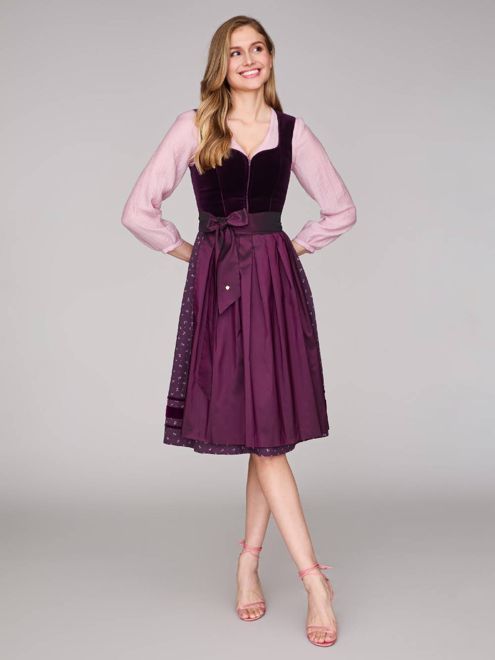 Limberry Rosafarbene Langarm-Dirndlbluse - HARPER ROSA Flash Sale