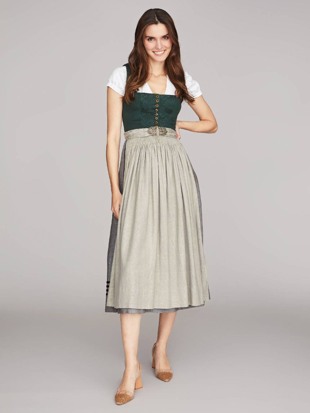 Limberry Tannengrünes Dirndl mit Blumen-Muster - MONIKA TANNE Saisonschlussverkauf