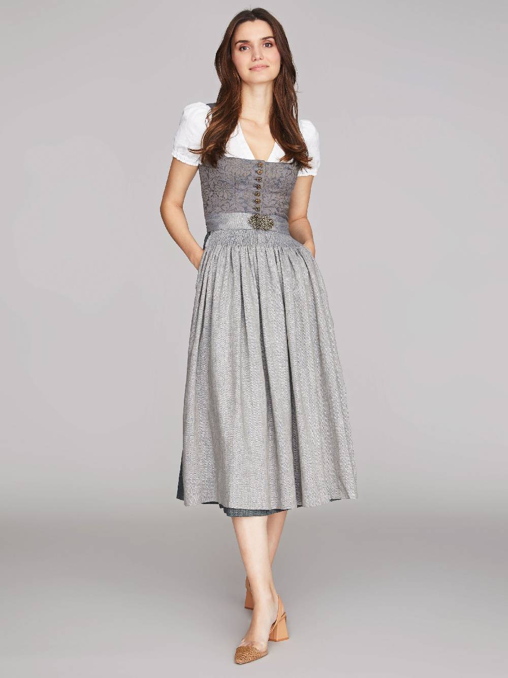 Limberry Nebelblaues Dirndl mit Blumen-Muster - MONIKA NEBELBLAU Cyber Monday