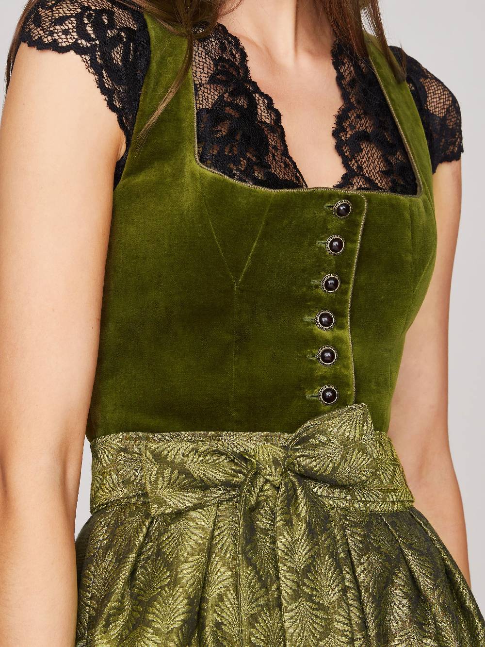 Limberry Olivgrünes Dirndl mit Samt-Mieder - CAMILLA Räumungsverkauf