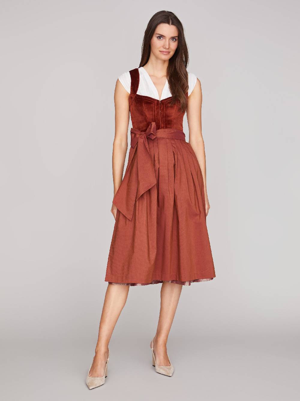 Limberry Rostrotes Dirndl mit Samt Mieder - NELLIE SAFFRON Sonderangebot der Fabrik
