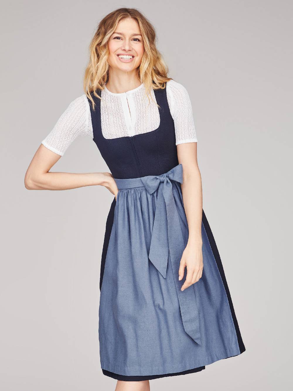 Limberry Dunkelblaues strukturiertes Dirndl - RAVEN MIDNIGHT BLUE 50% Rabatt für begrenzte Zeit
