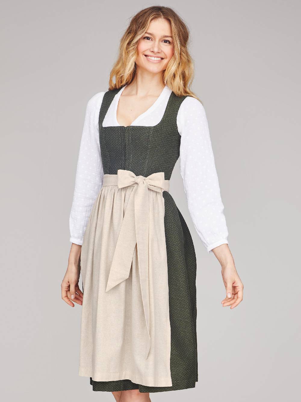 Limberry Dunkelgrünes strukturiertes Dirndl - RAIN DARK GREEN Rabatte dieses Monats